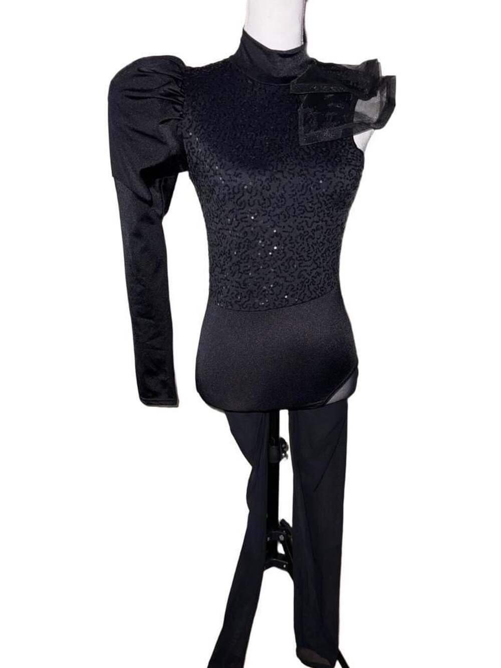 Weissman Hungry Like the Wolf Dance Costume Size SA Black Sequin Bodysuit